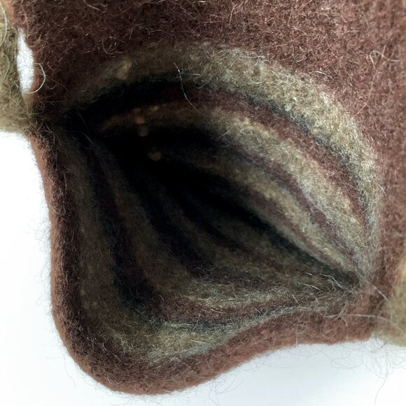 Vintage Wooly Fuzzy Bag Purse Striped Brown Cottagecore Whimsytwee Twee Fairy - Picture 10 of 12